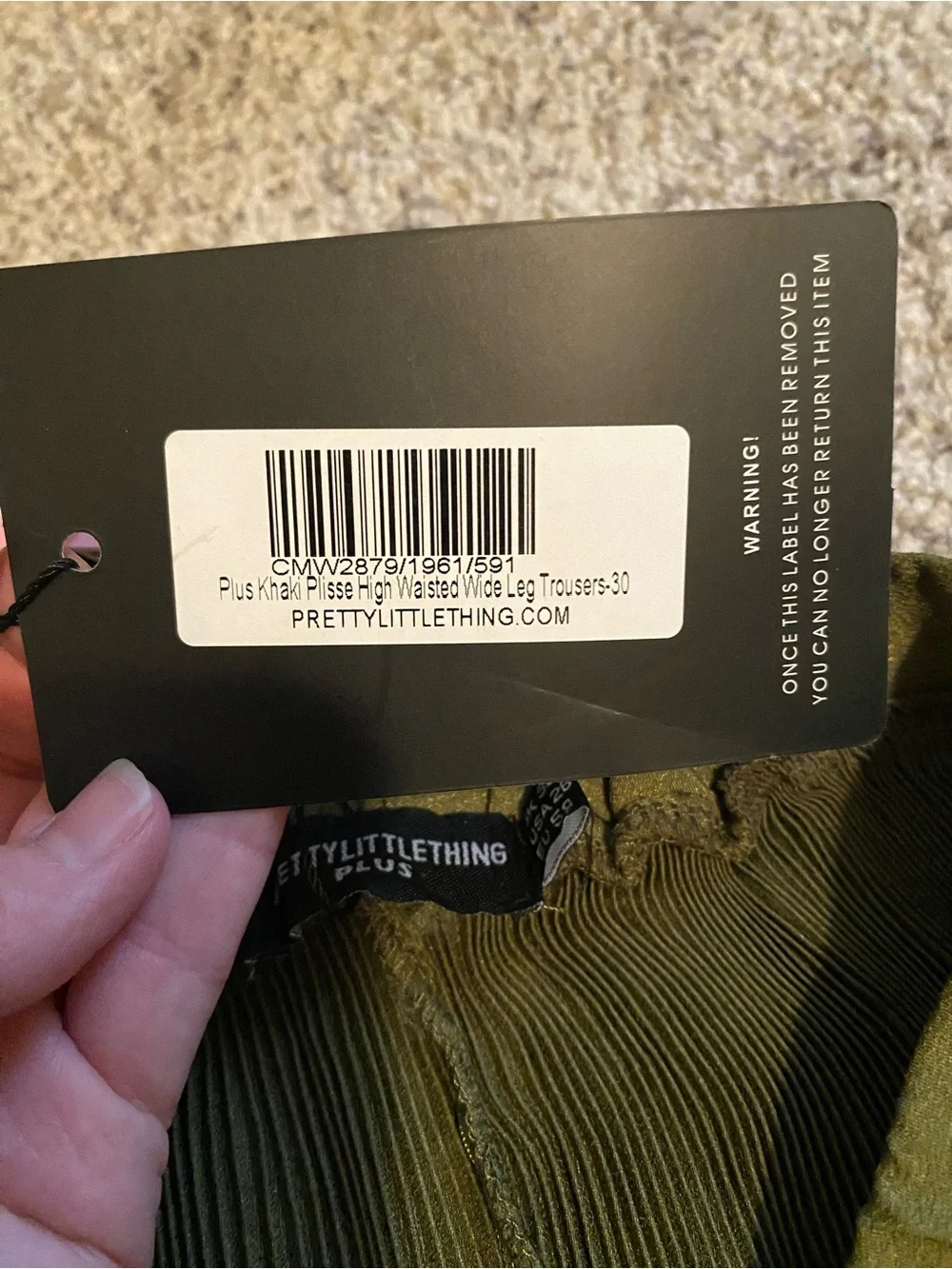 Olive Green Pleated Plisse Button-Up Blouse & Pant Set Size USA 26 NWT
